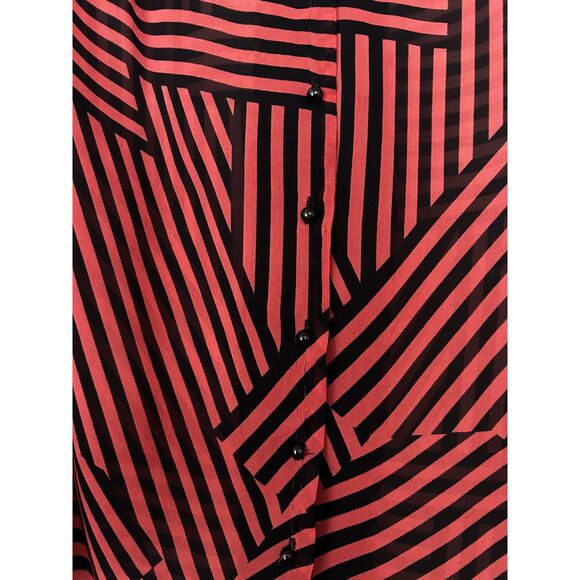 Bellatrix Sheer Button Up VNeck Blouse M Date Night Girls Night Office Geometric - Picture 4 of 7